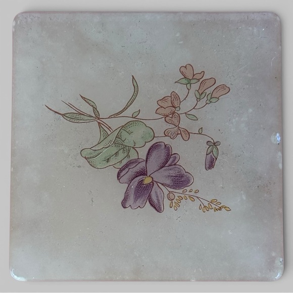 Vintage Italian Alabaster Floral Trinket Box - Picture 3 of 5